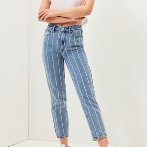 Pacsun Window Pane Striped Mom Jeans Straight Leg Denim